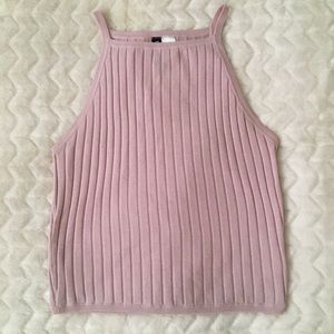 Light pink ribbed H&M halter top